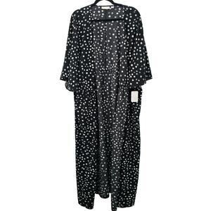 Belle Beach By Kim Gravel Cover Up Womens 2X 3X Black Polka Dot Sheer Maxi New